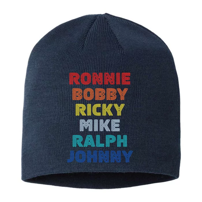 Retro Vintage Ronnie Bobby Ricky Mike Ralph And Johnny 8 1/2in Sustainable Knit Beanie