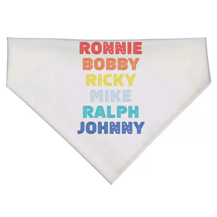 Retro Vintage Ronnie Bobby Ricky Mike Ralph And Johnny USA-Made Doggie Bandana