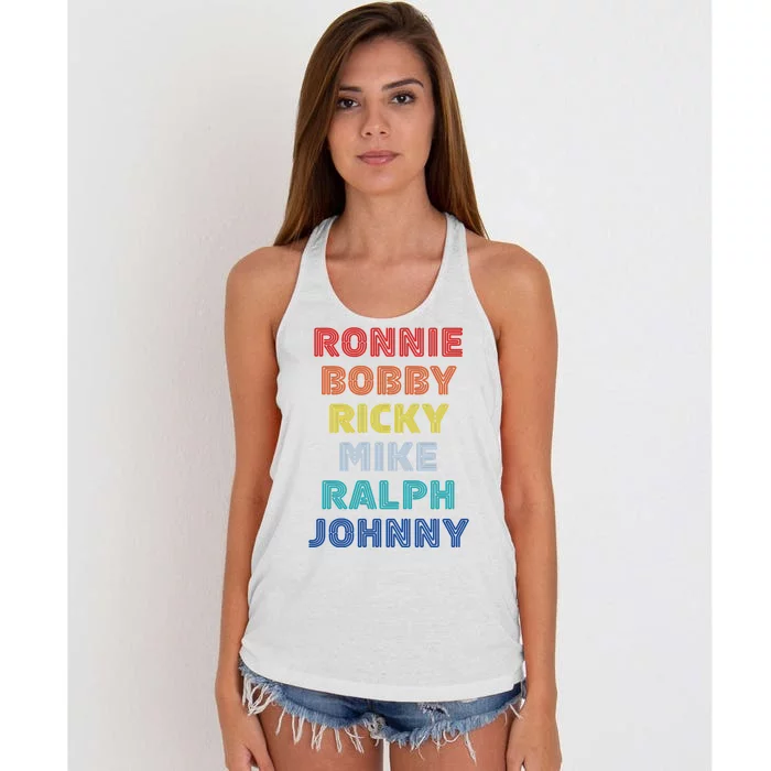 Retro Vintage Ronnie Bobby Ricky Mike Ralph And Johnny Women's Knotted Racerback Tank