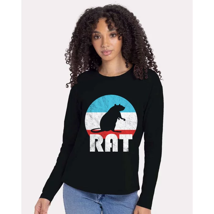 Rat Vintage Retro Silhouette Gift Womens Cotton Relaxed Long Sleeve T-Shirt