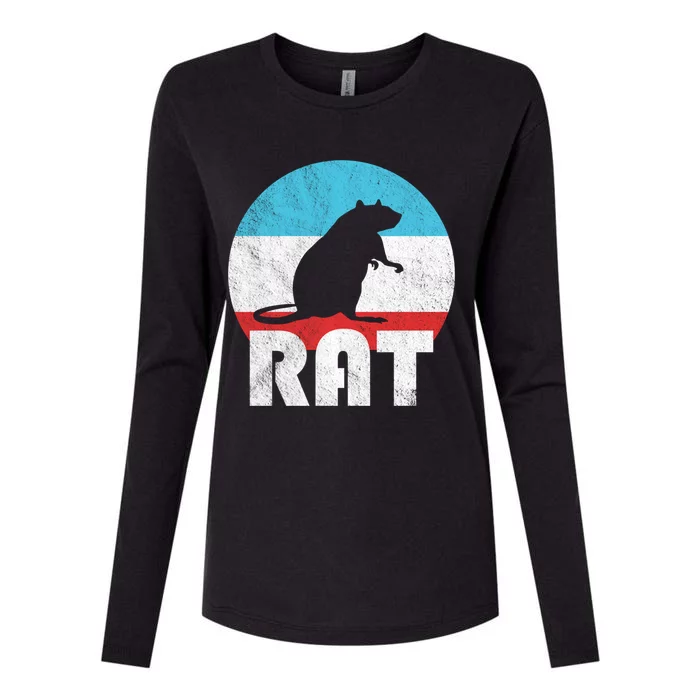 Rat Vintage Retro Silhouette Gift Womens Cotton Relaxed Long Sleeve T-Shirt