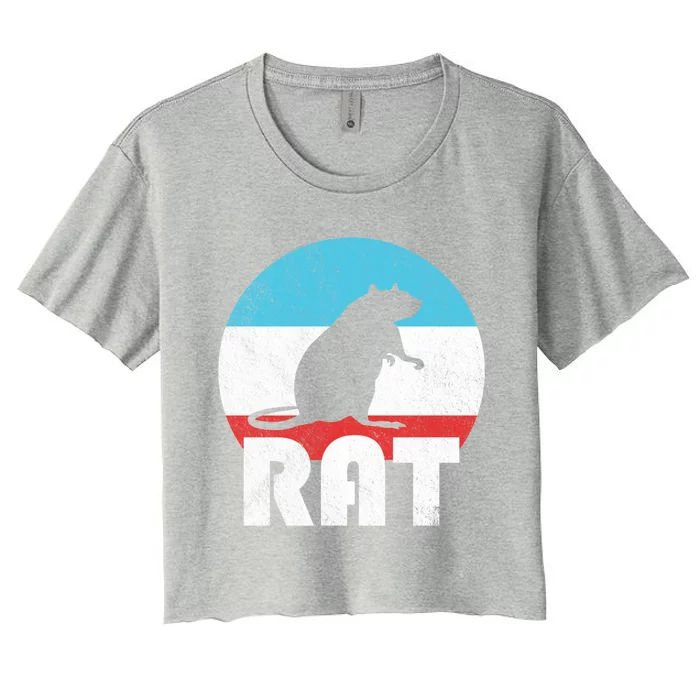 Rat Vintage Retro Silhouette Gift Women's Crop Top Tee