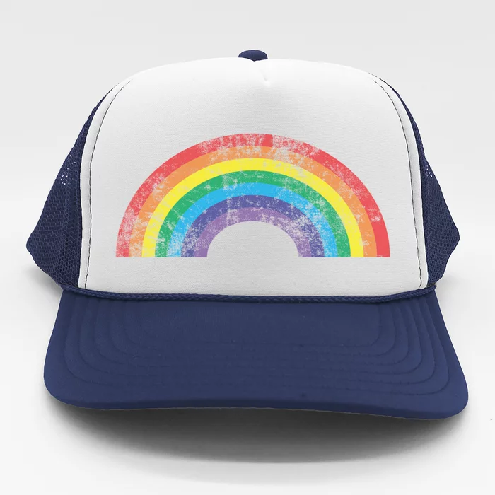 Rainbow Vintage Retro 70s 80s Style Gift Gift Trucker Hat