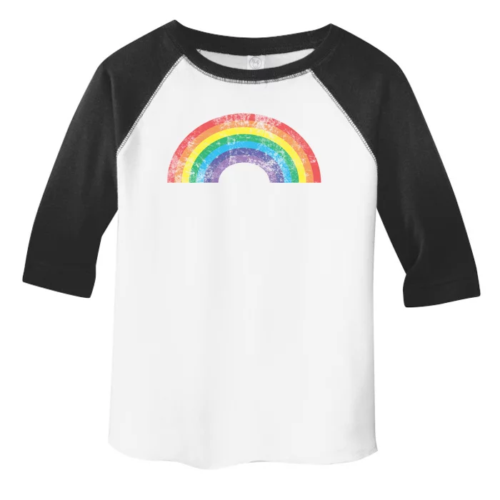 Rainbow Vintage Retro 70s 80s Style Gift Gift Toddler Fine Jersey T-Shirt