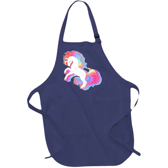 Retro Vintage Rainbow Unicorn Full-Length Apron With Pocket