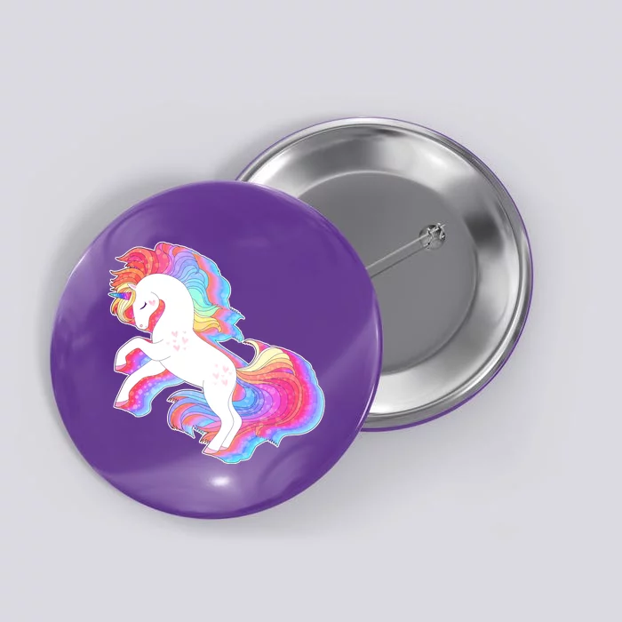 Retro Vintage Rainbow Unicorn Button