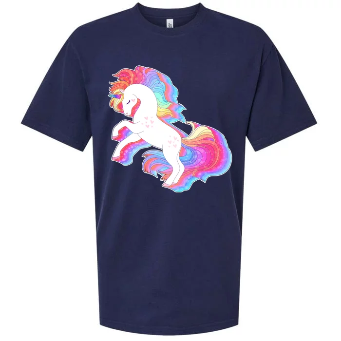 Retro Vintage Rainbow Unicorn Sueded Cloud Jersey T-Shirt