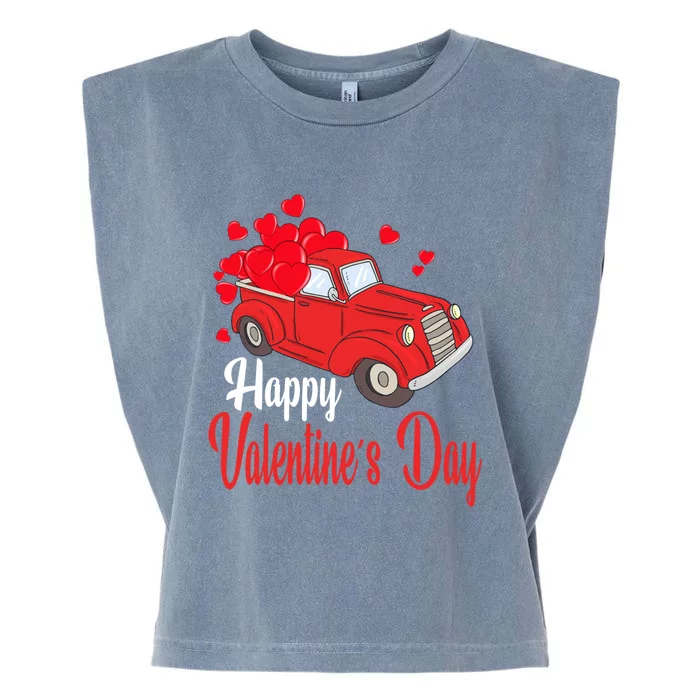 Retro Vintage Red Truck Carrying Hearts Happy Valentines Day Funny Gift Garment-Dyed Women's Muscle Tee