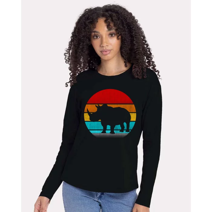 Retro Vintage Rhino Womens Cotton Relaxed Long Sleeve T-Shirt