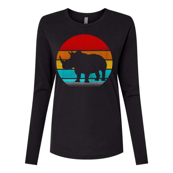 Retro Vintage Rhino Womens Cotton Relaxed Long Sleeve T-Shirt