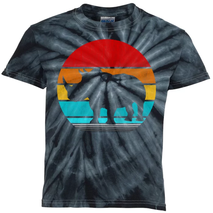 Retro Vintage Rhino Kids Tie-Dye T-Shirt