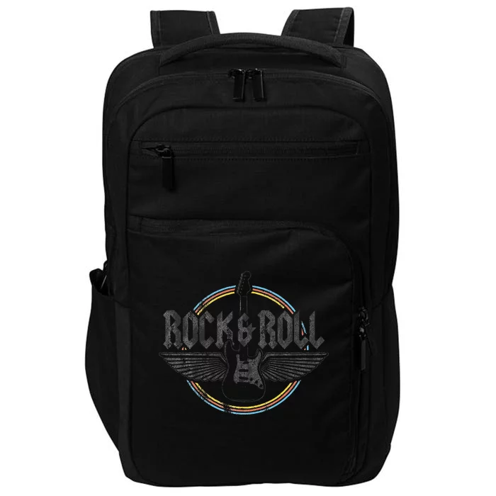 Retro Vintage Rock & Roll Guitar Wings Music Concert Band Impact Tech Backpack