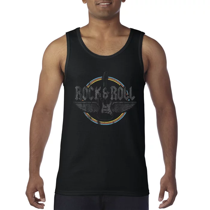 Retro Vintage Rock & Roll Guitar Wings Music Concert Band Tank Top