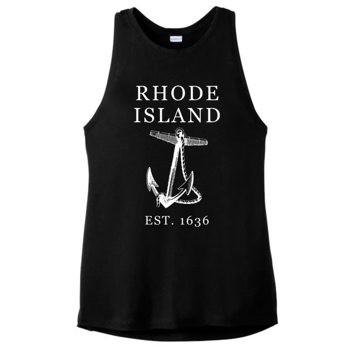 Ri Vintage Rhode Island Anchor Ladies Tri-Blend Wicking Tank