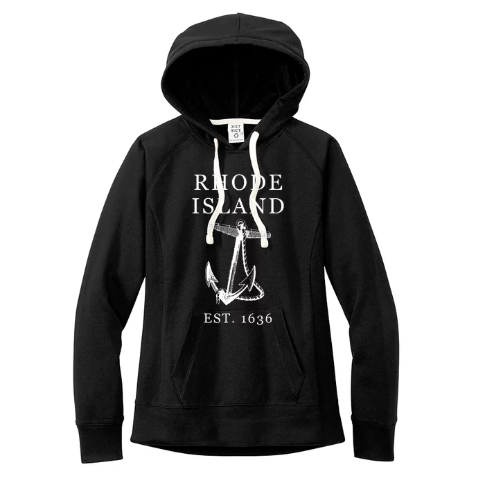 Ri Vintage Rhode Island Anchor Women's Fleece Hoodie