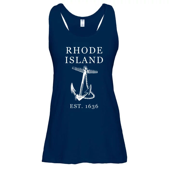 Ri Vintage Rhode Island Anchor Ladies Essential Flowy Tank