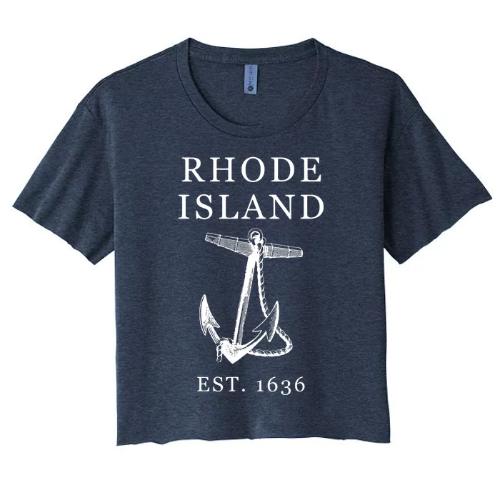 Ri Vintage Rhode Island Anchor Women's Crop Top Tee