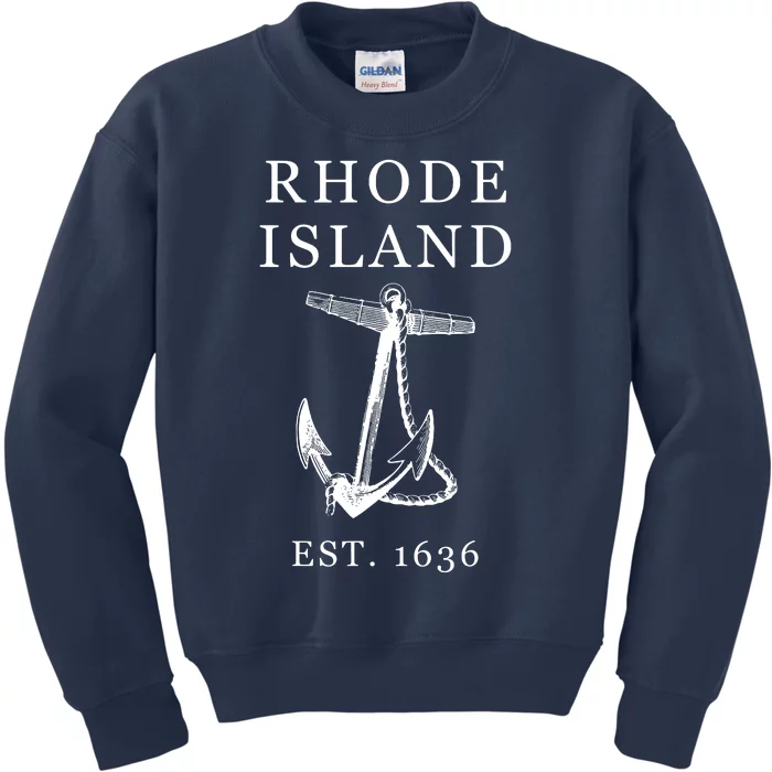 Ri Vintage Rhode Island Anchor Kids Sweatshirt