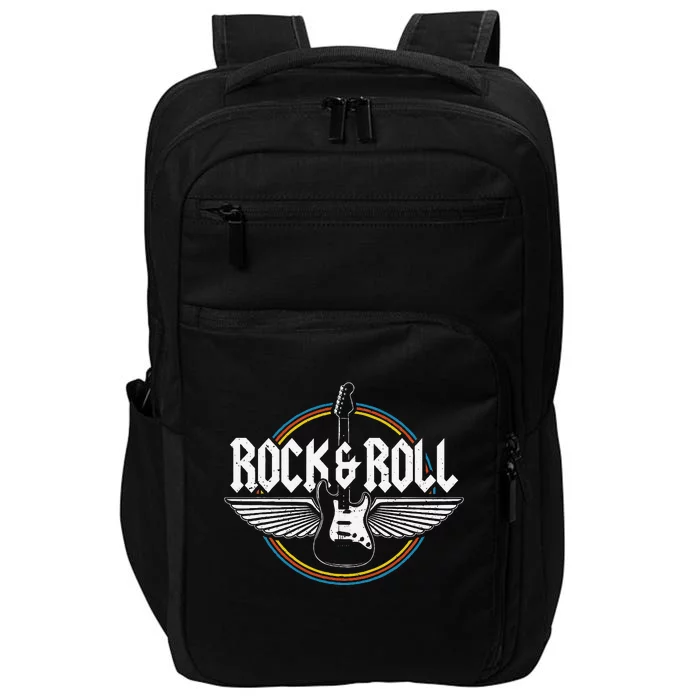 Retro Vintage Rock & Roll Guitar Wings Music Concert Band Impact Tech Backpack