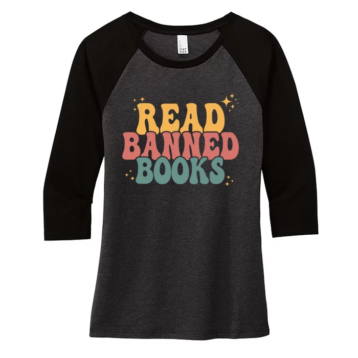 Retro Vintage Read Banned Books Reading Lover Women's Tri-Blend 3/4-Sleeve Raglan Shirt