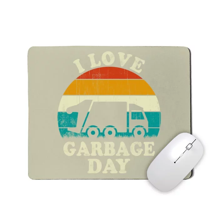 Retro Vintage Recycling Trash I Love Garbage Day Truck Meaningful Gift Mousepad