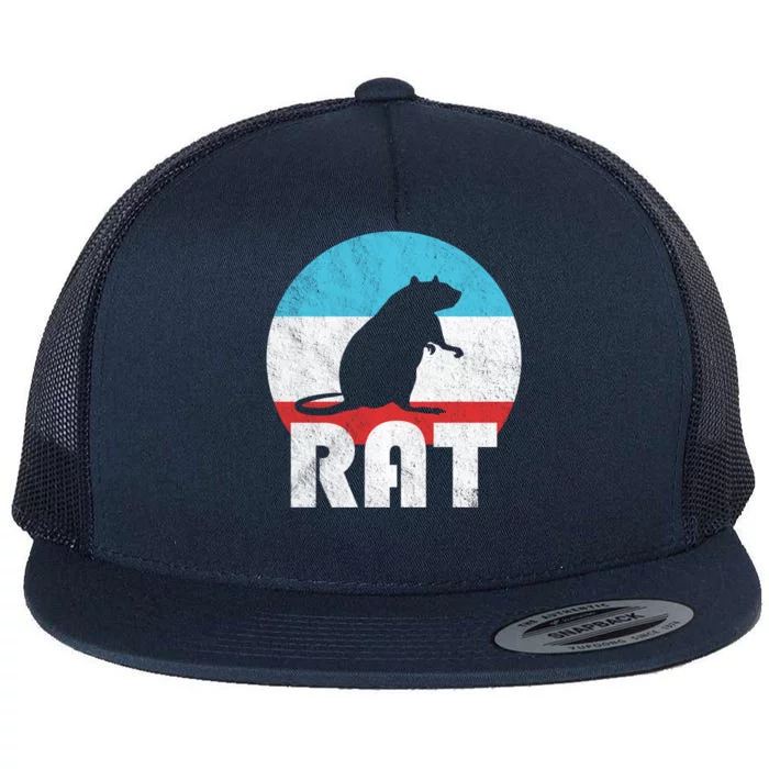 Rat Vintage Retro Silhouette Gift Flat Bill Trucker Hat