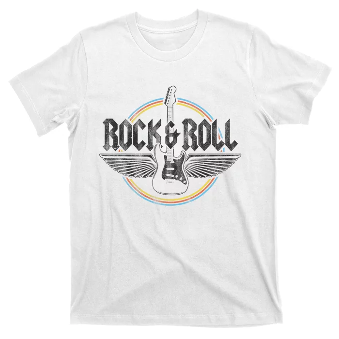 Retro Vintage Rock & Roll Guitar Wings Music Concert Band T-Shirt