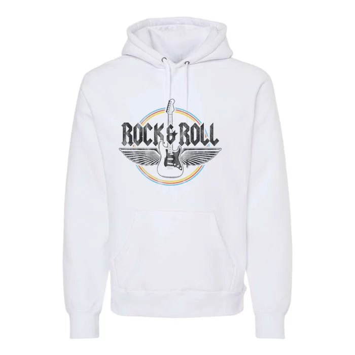 Retro Vintage Rock & Roll Guitar Wings Music Concert Band Premium Hoodie