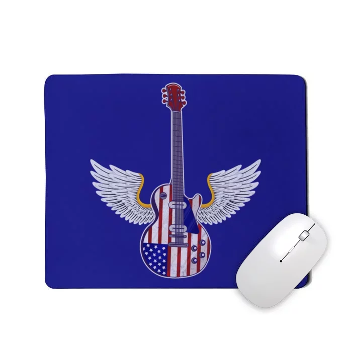 Retro Vintage Rock And Roll Guitar Wings Music Band 4th July Gift Mousepad