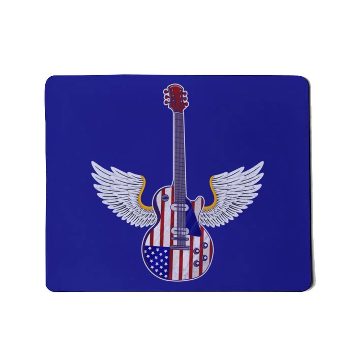 Retro Vintage Rock And Roll Guitar Wings Music Band 4th July Gift Mousepad