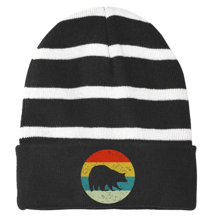 Retro Vintage Raccoon Striped Beanie with Solid Band