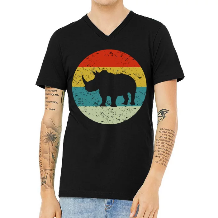 Retro Vintage Rhino V-Neck T-Shirt