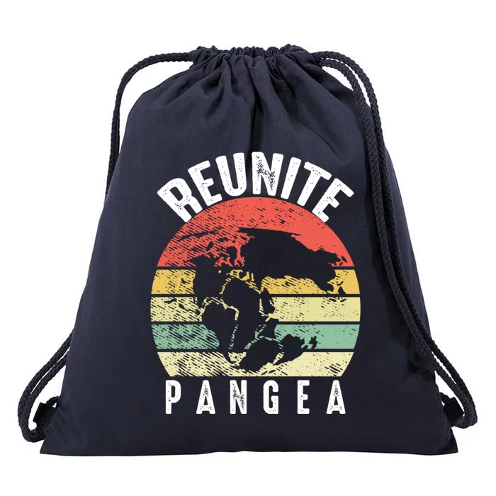 Retro Vintage Reunite Pangea Funny Geologist Giftgeology Gift Drawstring Bag