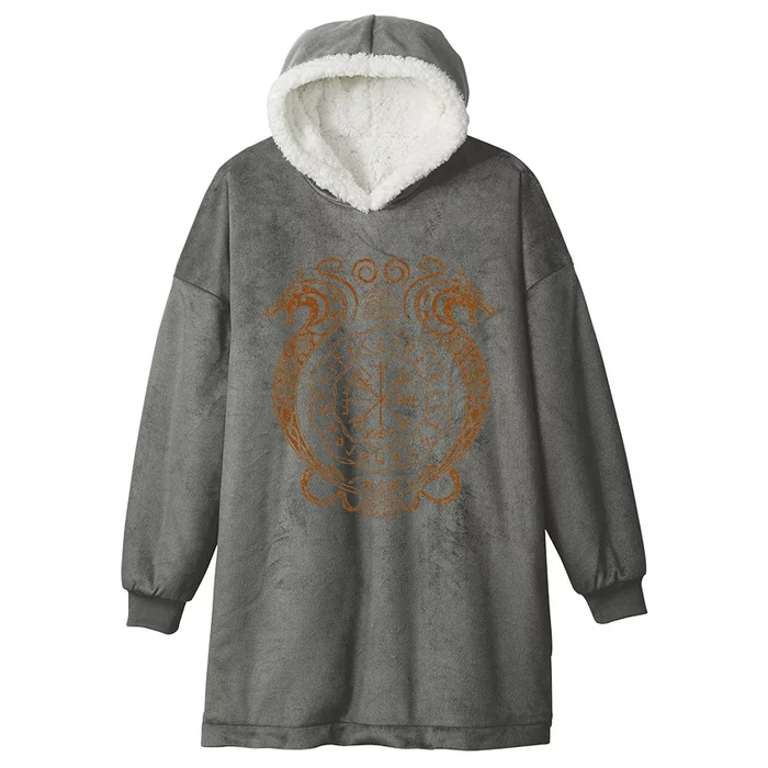 Retro Viking Runes Symbols Norse Compass Valhalla Mythology Hooded Wearable Blanket