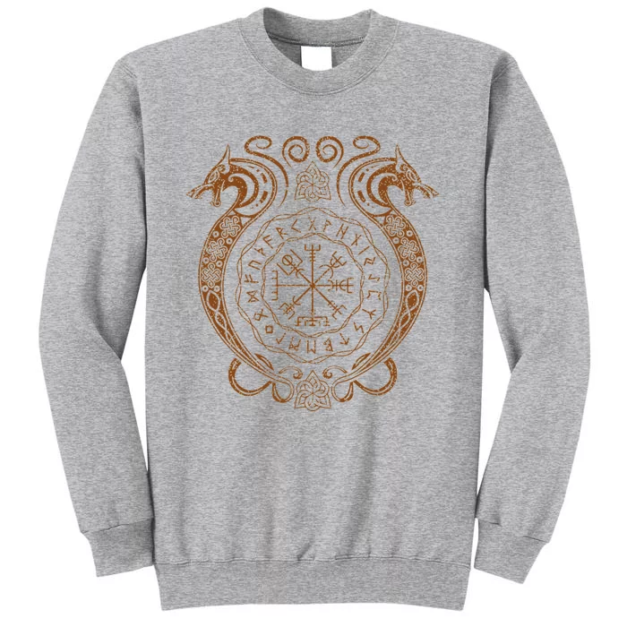 Retro Viking Runes Symbols Norse Compass Valhalla Mythology Tall Sweatshirt