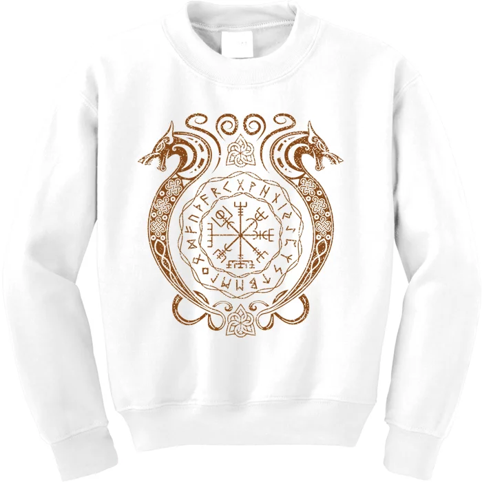 Retro Viking Runes Symbols Norse Compass Valhalla Mythology Kids Sweatshirt