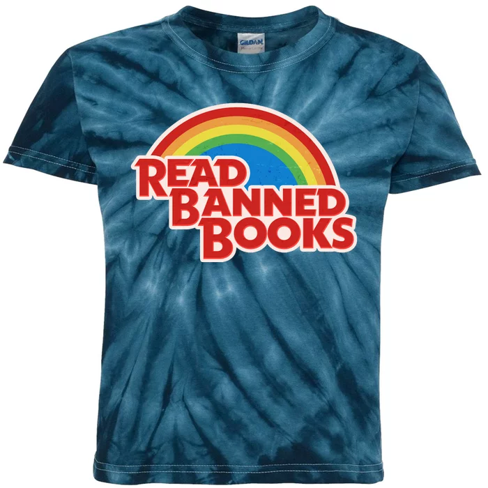 Retro Vintage Read Banned Books Kids Tie-Dye T-Shirt