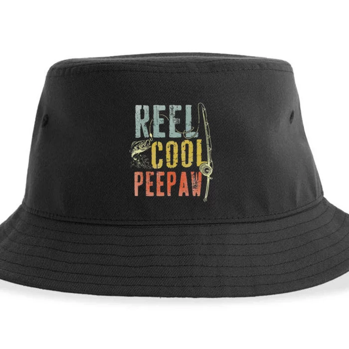 Retro Vintage Reel Cool Peepaw Fishing Father's Day Grandpa Sustainable Bucket Hat