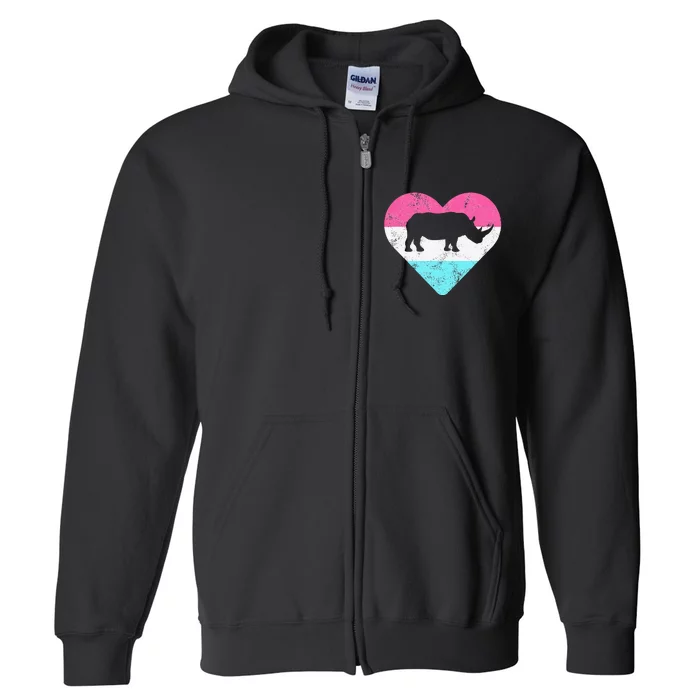 Retro Vintage Rhino Rhinoceros Gift Full Zip Hoodie