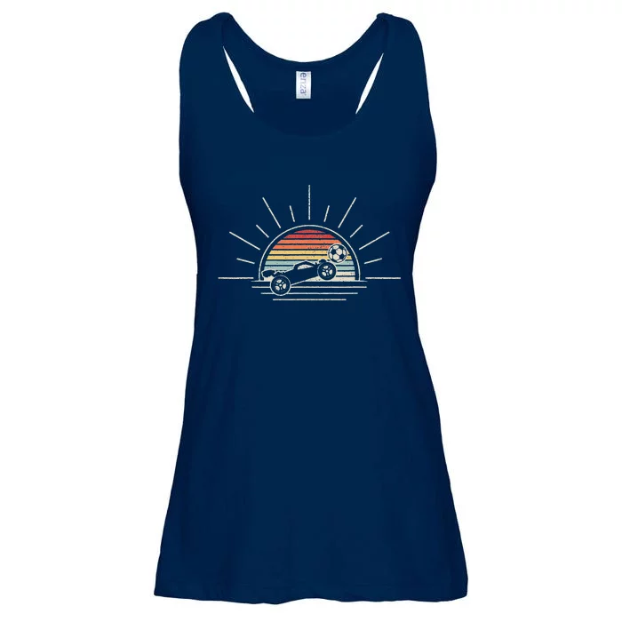 Retro Vintage Rocket Soccer Car Ladies Essential Flowy Tank