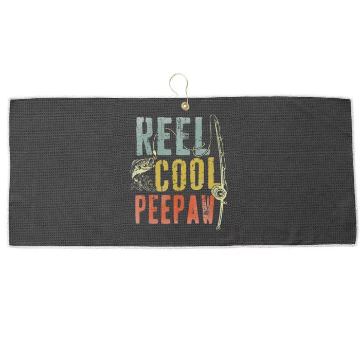 Retro Vintage Reel Cool Peepaw Fishing Fathers Day Grandpa Large Microfiber Waffle Golf Towel