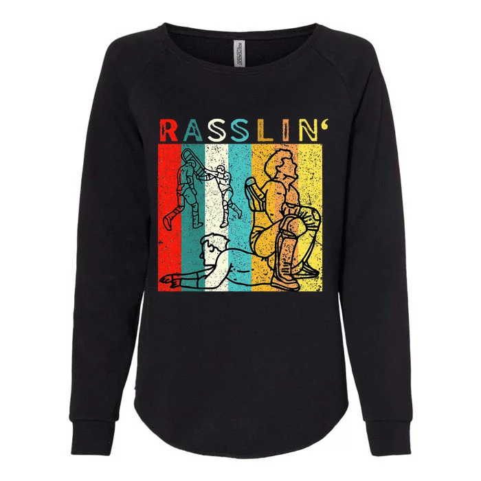 Retro Vintage Rasslin Pro Wrestling Fan Womens California Wash Sweatshirt