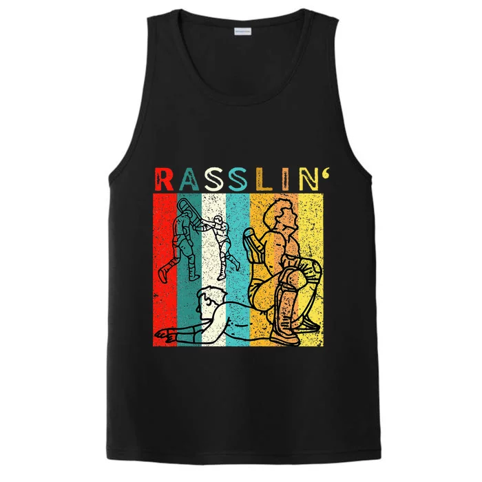 Retro Vintage Rasslin Pro Wrestling Fan Performance Tank