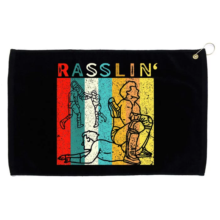 Retro Vintage Rasslin Pro Wrestling Fan Grommeted Golf Towel