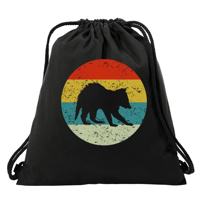 Retro Vintage Raccoon Drawstring Bag