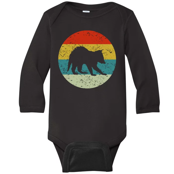 Retro Vintage Raccoon Baby Long Sleeve Bodysuit