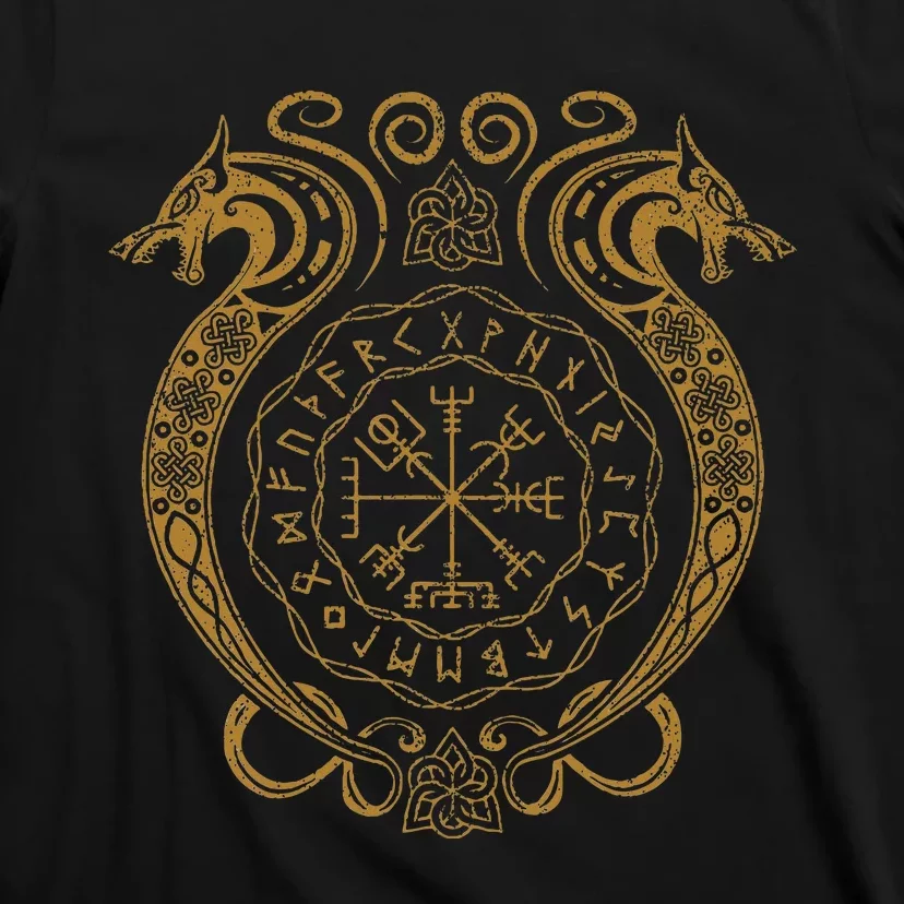 Retro Viking Runes Symbols Norse Compass Valhalla Mythology T-Shirt