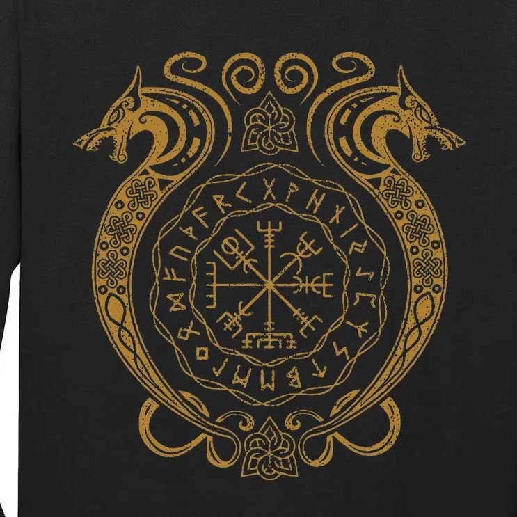 Retro Viking Runes Symbols Norse Compass Valhalla Mythology Tall Long Sleeve T-Shirt