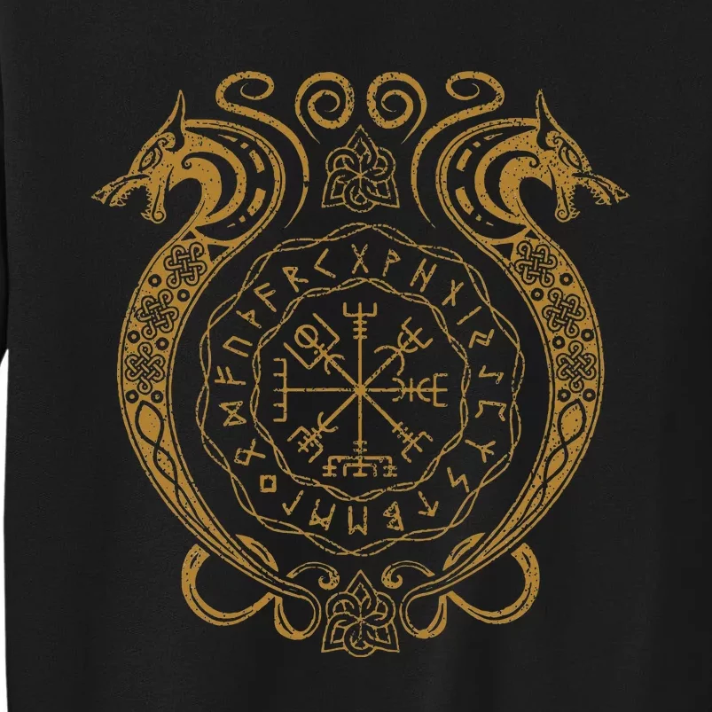 Retro Viking Runes Symbols Norse Compass Valhalla Mythology Tall Sweatshirt