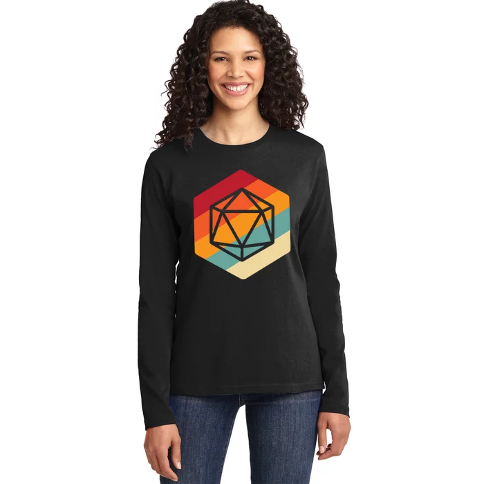 Retro Vintage Role Playing Game Boardgame Dice Ladies Long Sleeve Shirt